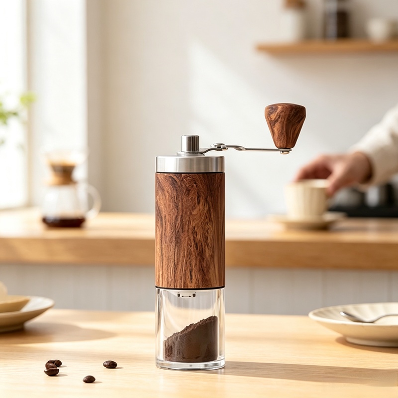 Portable Wood‑Grain Manual Cof - огляд і ціна Burr Hand Grinder
