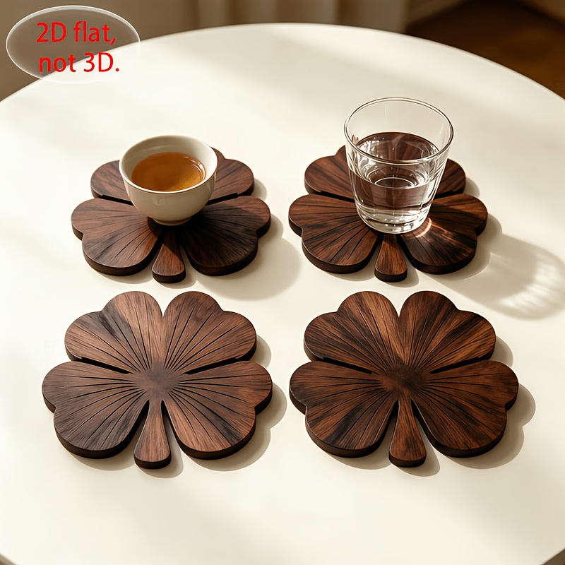 4Pcs 2D Flat Clover Wooden Coa - огляд і ціна Coffee Tea And Sugar Set