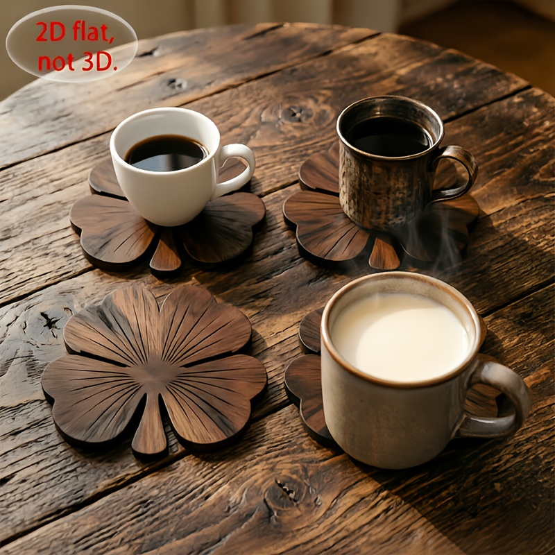4Pcs 2D Flat Clover Wooden Coa - огляд і ціна Coffee Tea And Sugar Set