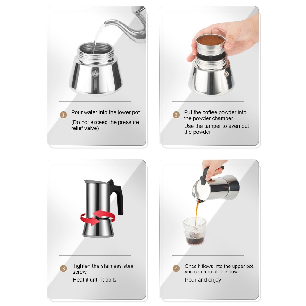 Stainless Steel Moka Pot Large - огляд і ціна Moka Pot Stove